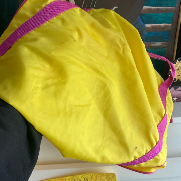 Vintage 1990 New Kids On The Block Duffel Bag Neon Yellow Pink Band Memorabilia - Picture 11 of 14